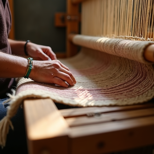 rug loom setup, shows how loom works