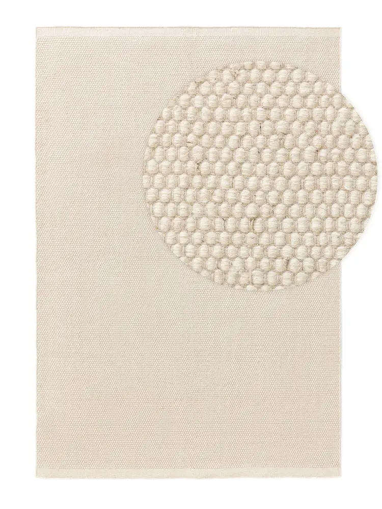 Cellular Frost – Handmade Geometry Rug in White | Wool & Cotton | Perfect for Hall / Entrance, Bedroom, Living room | Haus of Weaves