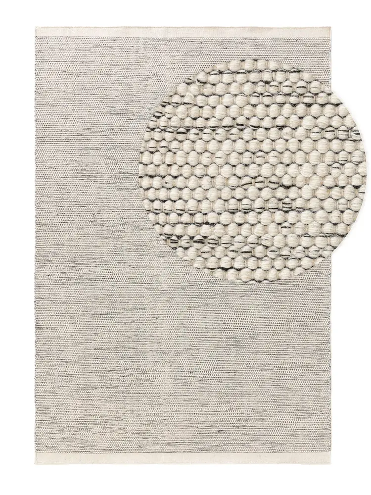 Cellular Stone – Handmade Geometry Rug in Beige/Black | Wool & Cotton | Perfect for Hall / Entrance, Bedroom, Living room | Haus of Weaves