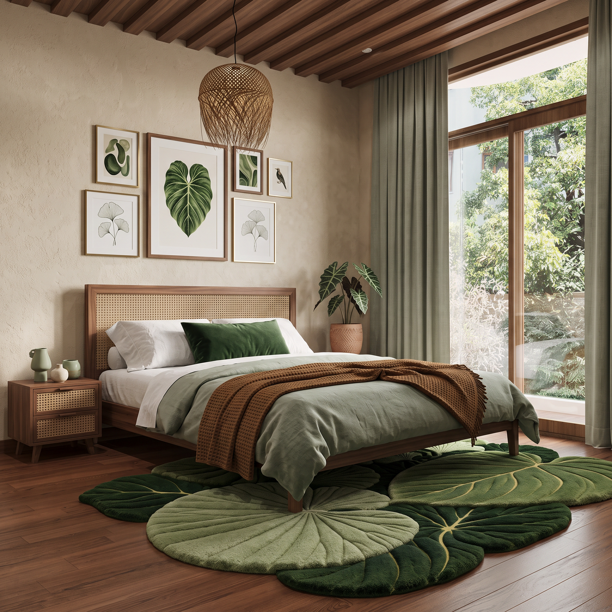 Verdant Canopy – Green Botanical Moss Leaf Area Rug | Haus of Weaves