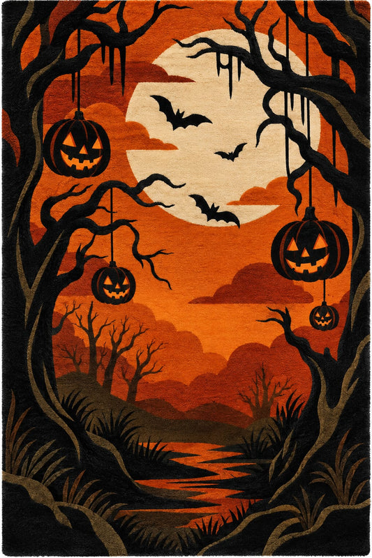 Orange & Black Halloween Wool Hand-Tufted Rug – Haunted Hollow | Haus of Weaves