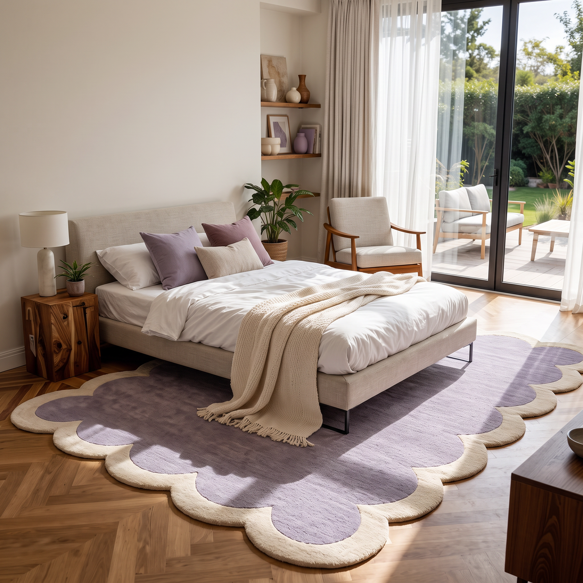 Lavender & Ivory Scalloped Viscose Hand-Tufted Rug – Scallop | Haus of Weaves