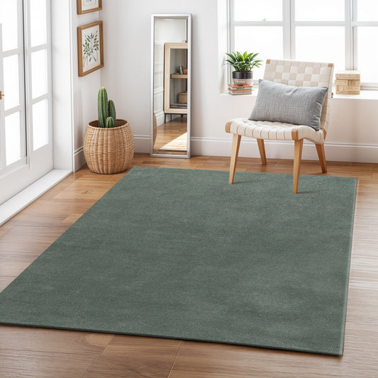 Ivy Hush – Handmade Solid Area Rug in Sage Green | Wool | Perfect for Bedroom, Living room and Hallway | Haus of Weaves