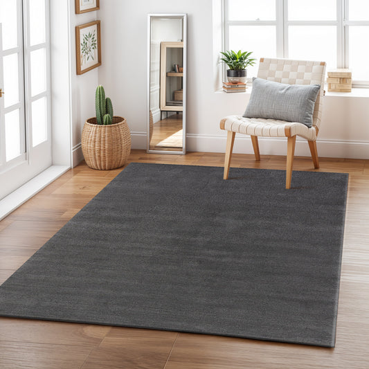 Storm Cloud – Handmade Solid Area Rug in Charcoal Grey | Wool | Perfect for Bedroom, Living room and Hallway | Haus of Weaves