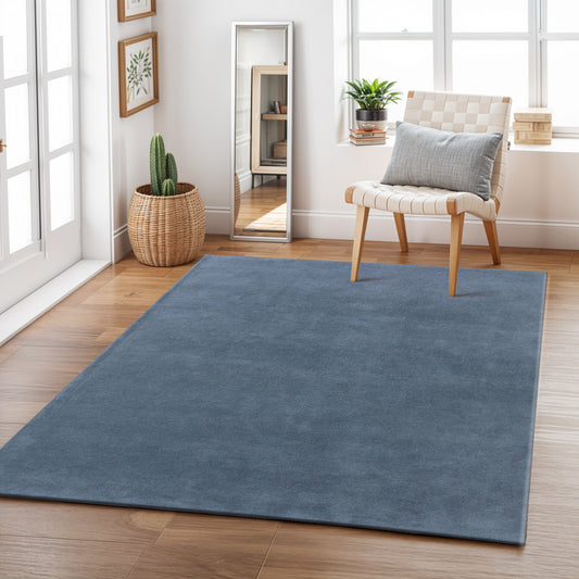 Ocean Mist – Handmade Solid Area Rug in Dusty Blue | Wool | Perfect for Bedroom, Living room and Hallway | Haus of Weaves