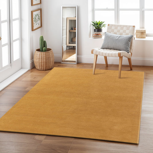 Golden Hour – Handmade Solid Area Rug in Warm Mustard | Wool | Perfect for Bedroom, Living room and Hallway | Haus of Weaves