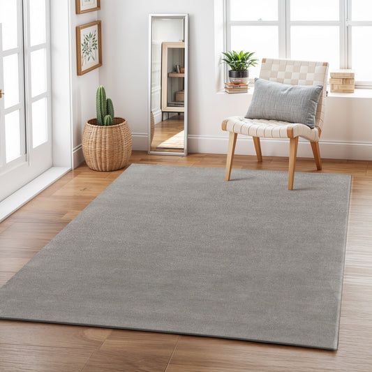 Pebble Beach – Handmade Solid Area Rug in Warm Grey | Wool | Perfect for Bedroom, Living room and Hallway | Haus of Weaves
