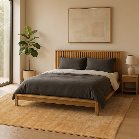 Golden Honey – Handmade Abstract Area Rug in Golden | Viscose | Perfect for Bedroom, Living room and Hallway | Haus of Weaves