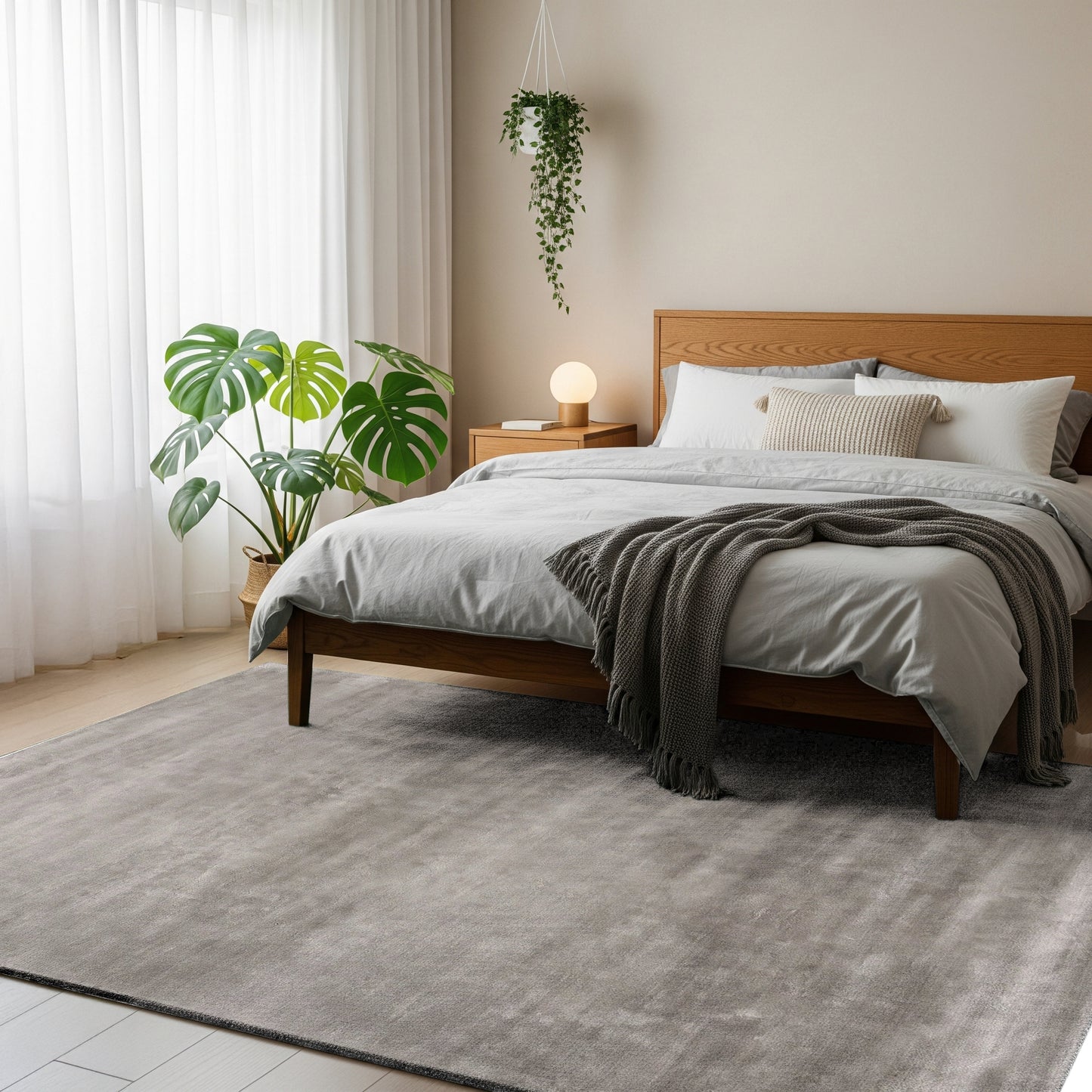 Storm Grey – Handmade Abstract Area Rug in Grey | Viscose | Perfect for Bedroom, Living room and Hallway | Haus of Weaves