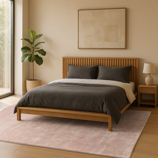 Blush Rose – Handmade Abstract Area Rug in Pink | Viscose | Perfect for Bedroom, Living room and Hallway | Haus of Weaves