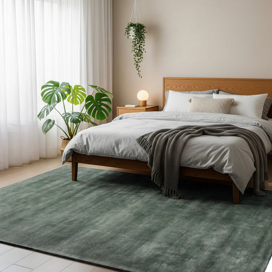 Sage Green – Handmade Abstract Area Rug in Green | Viscose | Perfect for Bedroom, Living room and Hallway | Haus of Weaves