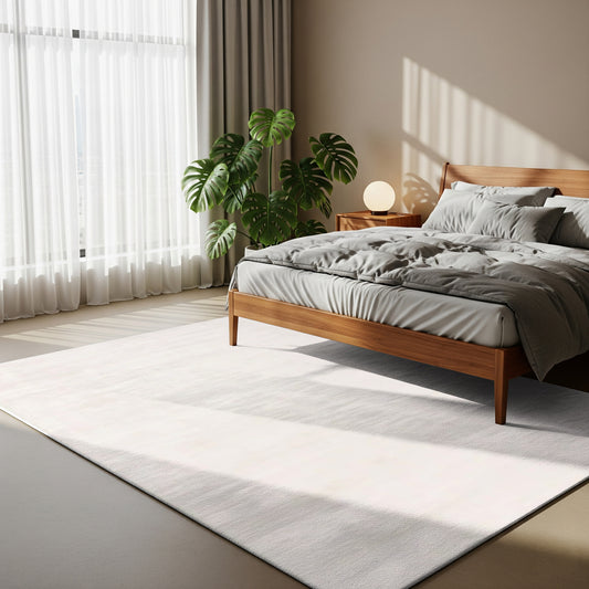 Pearl White – Handmade Abstract Area Rug in Creame | Viscose | Perfect for Bedroom, Living room and Hallway | Haus of Weaves