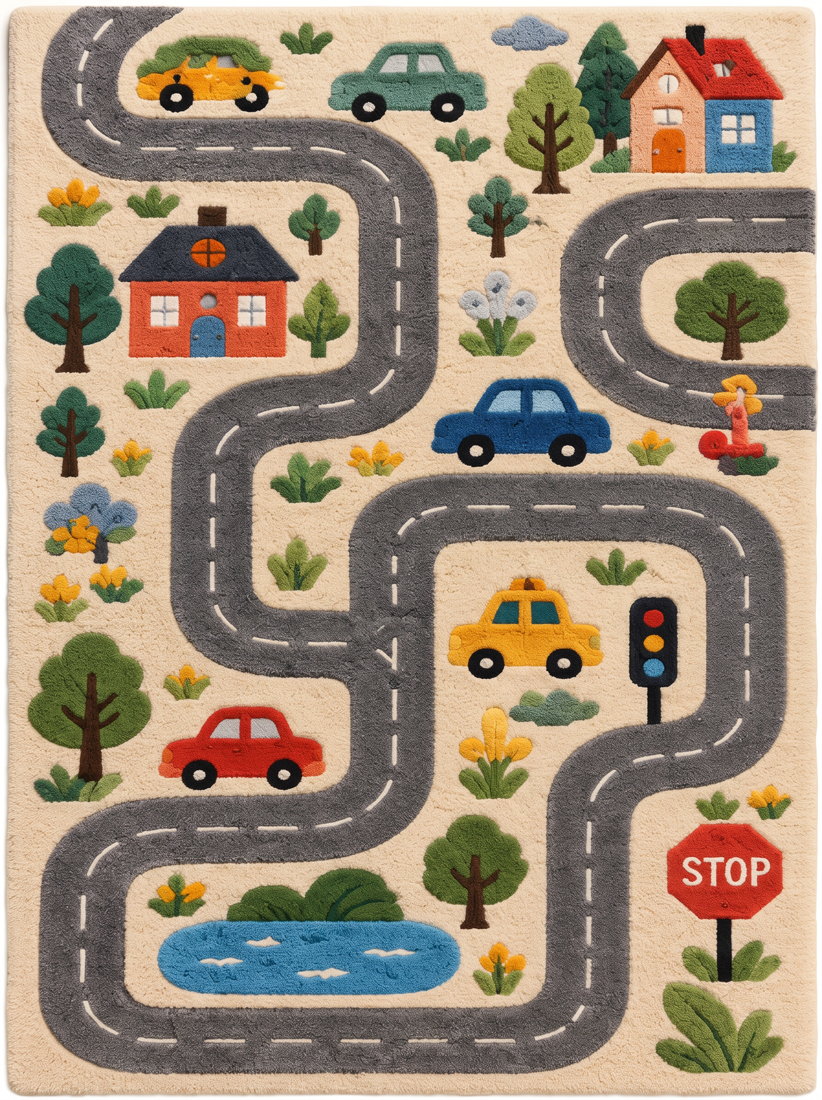 Multicolor Kids Wool Hand-Tufted Rug – Little Roadways | Haus of Weaves
