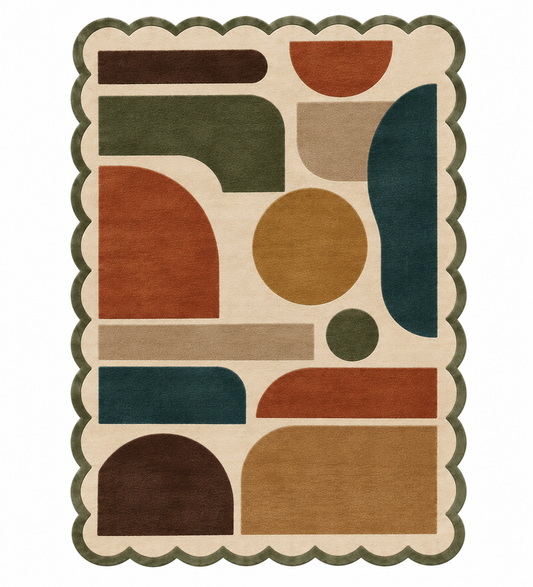 Scallop Grid – Multicolor Scalloped Geometric Area Rug | Haus of Weaves