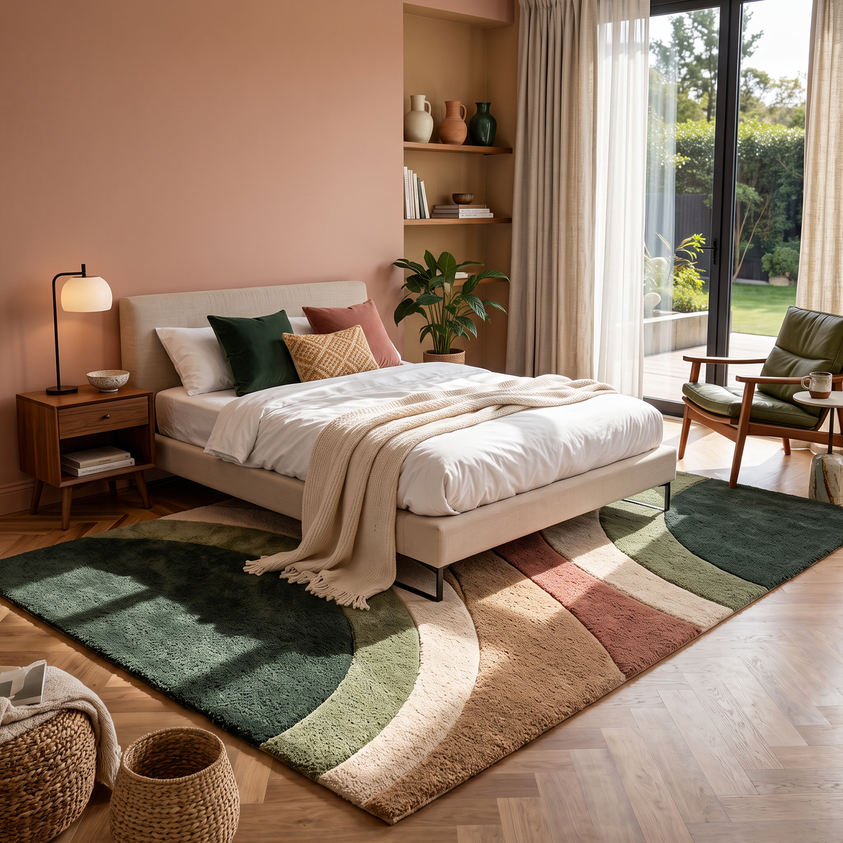 Canyon Arc – Retro Arched Shag Area Rug in Earthy Tones | Haus of Weaves