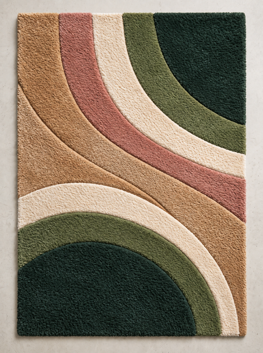 Canyon Arc – Retro Arched Shag Area Rug in Earthy Tones | Haus of Weaves