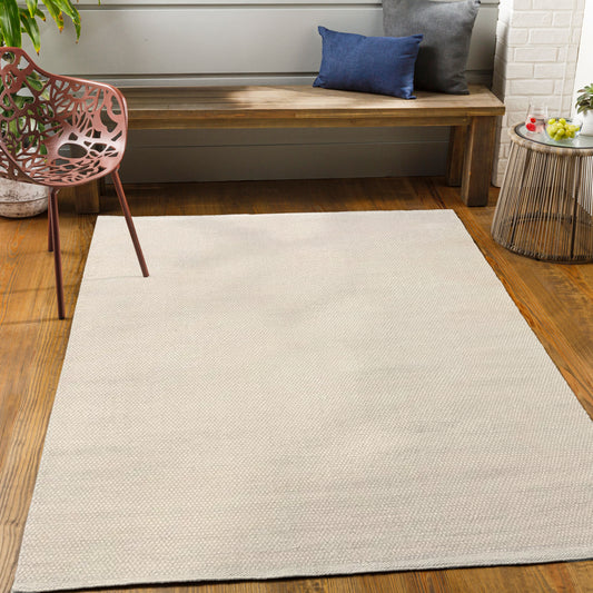 Cellular Frost – Handmade Geometry Rug in White | Wool & Cotton | Perfect for Hall / Entrance, Bedroom, Living room | Haus of Weaves