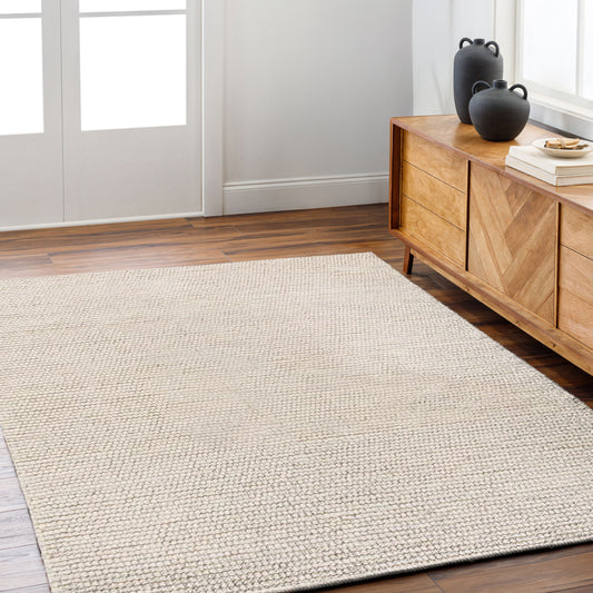 Orbis Pure – Handmade Geometry Rug in White | Wool & Polyester | Perfect for Bedroom, Living room and Hallway | Haus of Weaves