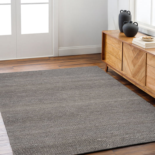 Metropolitan Slate – Handmade Contemporary Area Rug in Medium Grey | Wool & Polyester | Perfect for Bedroom, Living room and Hallway | Haus of Weaves