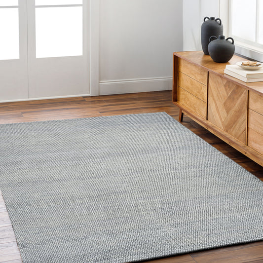 Nordic Mist – Handmade Contemporary Area Rug in Light Grey | Wool & Polyester | Perfect for Bedroom, Living room and Hallway | Haus of Weaves