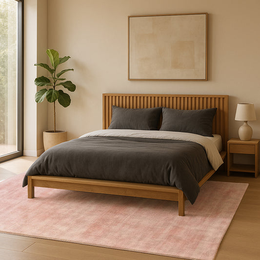 BLUSH VELVET – Handmade Solid Area Rug in Blush Pink / Dusty Rose | Viscose | Perfect for Bedroom, Living room and Hallway | Haus of Weaves