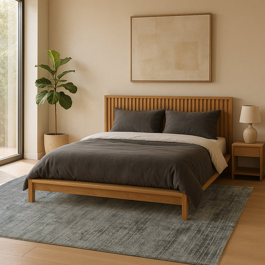 STORM CLOUD – Handmade Solid Area Rug in Storm Grey / Charcoal | Viscose | Perfect for Bedroom, Living room and Hallway | Haus of Weaves