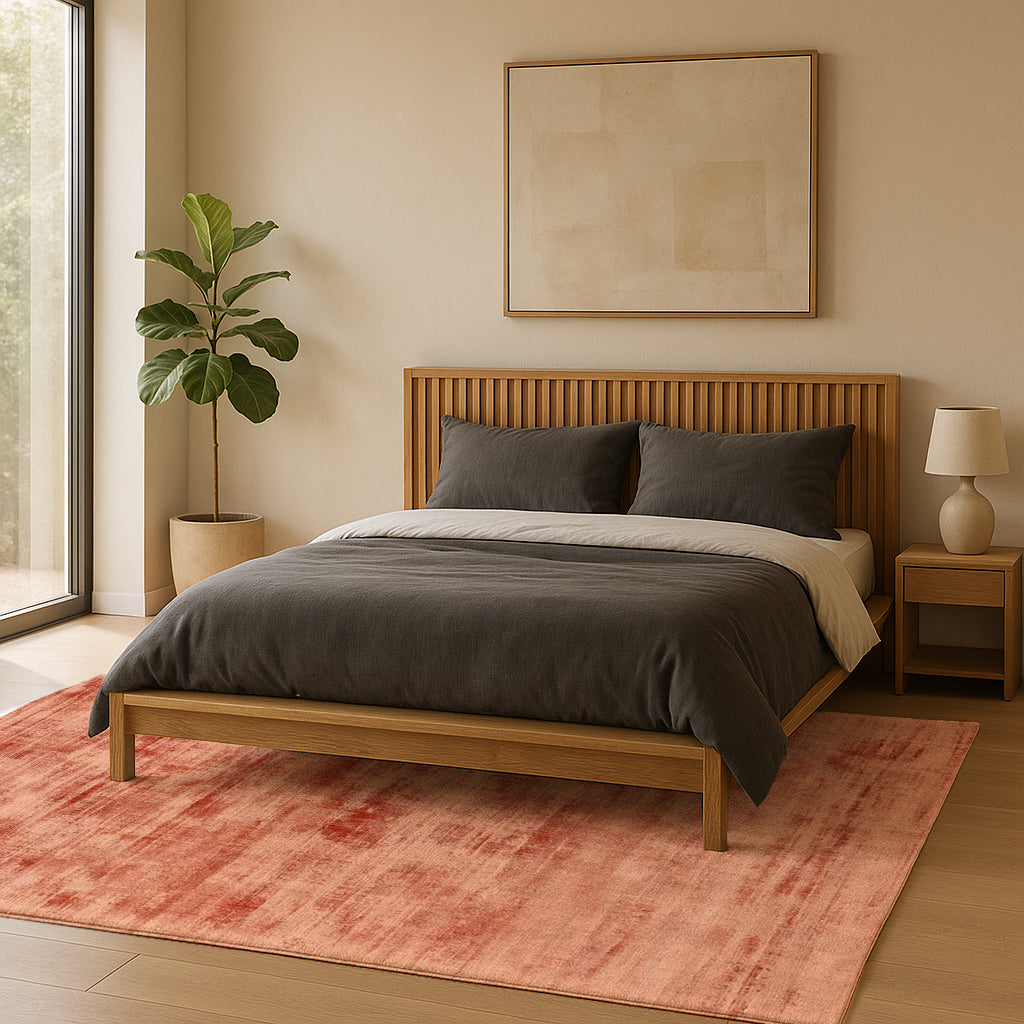 TERRACOTTA SUNSET – Handmade Solid Area Rug in Terracotta / Burnt Orange | Perfect for Bedroom, Living room Decor
