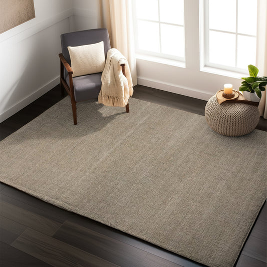 Pearl Grey – Handmade Solid Area Rug in Light Grey | Wool | Perfect for Bedroom, Living room & Hallway | Haus of Weaves