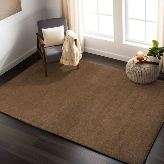 Chestnut Brown – Handmade Solid Area Rug in Brown | Wool | Perfect for Bedroom, Living room and Hallway | Haus of Weaves