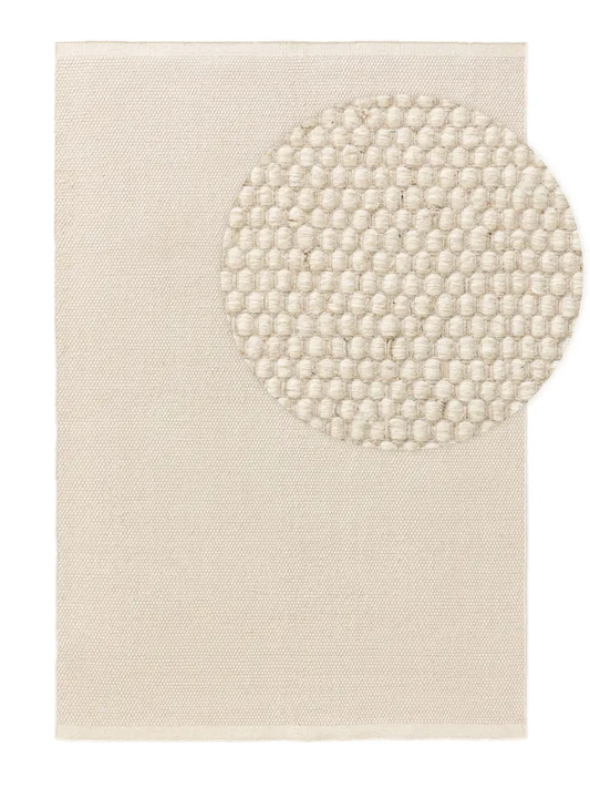 Cellular Frost – Handmade Geometry Rug in White | Wool & Cotton | Perfect for Hall / Entrance, Bedroom, Living room | Haus of Weaves