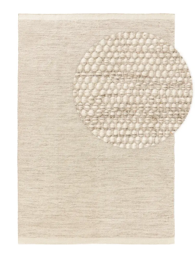 Cellular Linen – Handmade Geometry Rug in Cream/Beige | Wool & Cotton | Perfect for Hall / Entrance, Bedroom, Living room | Haus of Weaves