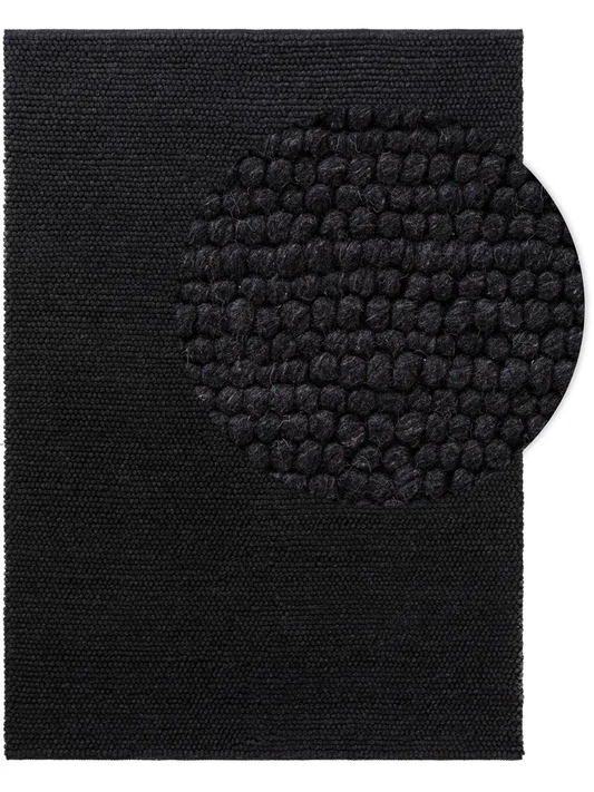 Orbis Contrast – Handmade Geometry Rug in Black | Wool & Polyester | Perfect for Bedroom, Living room and Hallway | Haus of Weaves
