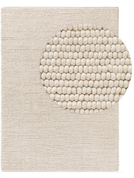Orbis Pure – Handmade Geometry Rug in White | Wool & Polyester | Perfect for Bedroom, Living room and Hallway | Haus of Weaves