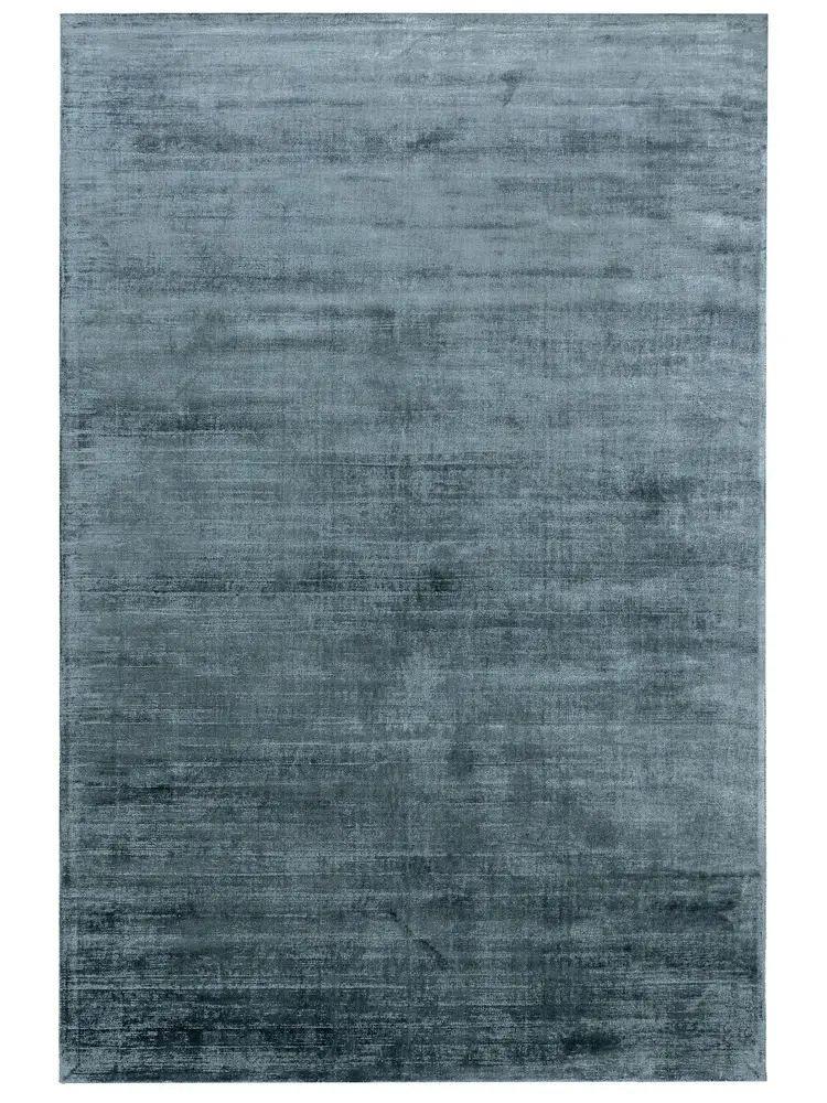 STEEL BLUE HORIZON – Handmade Solid Area Rug in Steel Blue / Slate Blue | Perfect for Bedroom, Living room Decor
