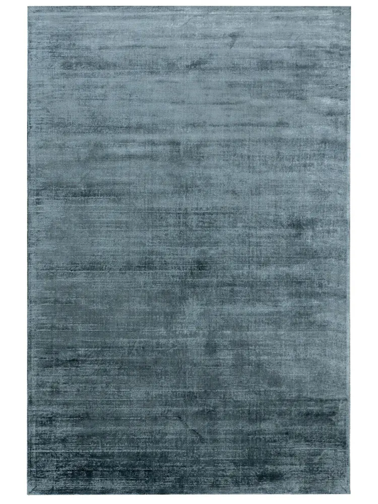 STEEL BLUE HORIZON – Handmade Solid Area Rug in Steel Blue / Slate Blue | Viscose | Perfect for Bedroom, Living room and Hallway | Haus of Weaves