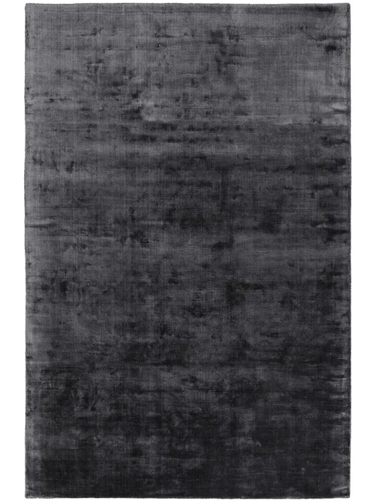 Midnight Charcoal – Handmade Abstract Area Rug in Deep Grey | Viscose | Perfect for Bedroom, Living room and Hallway | Haus of Weaves