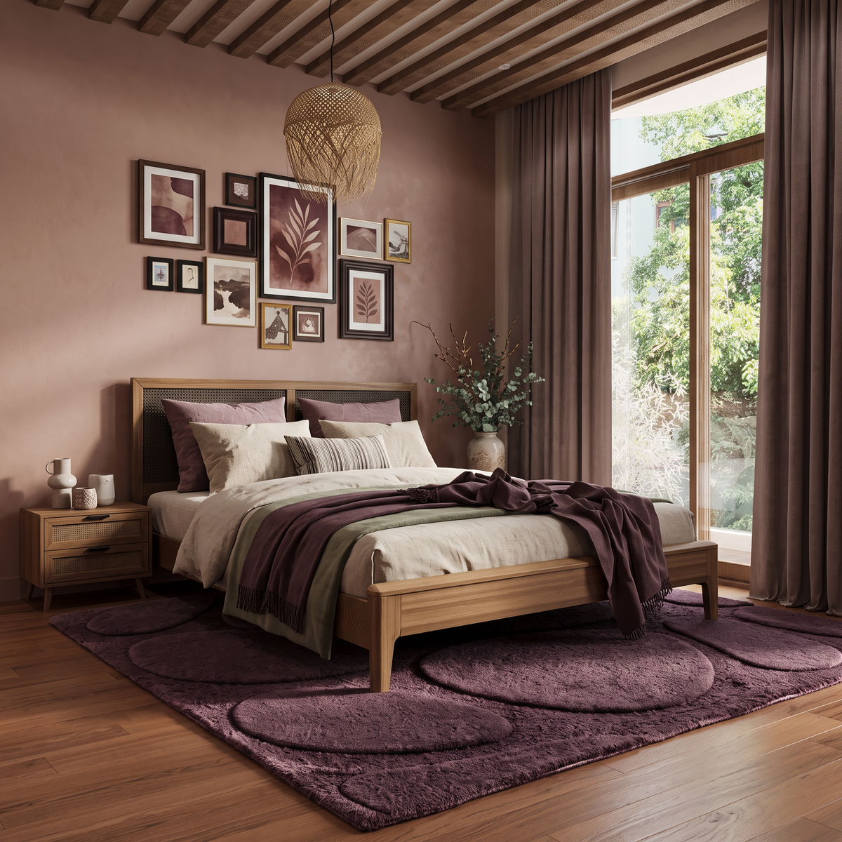 Plum Abstract Wool Hand-Tufted Area Rug – Pebble Form | Haus of Weaves