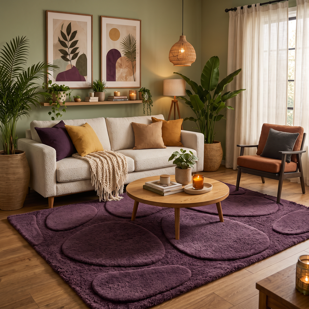 Plum Abstract Wool Hand-Tufted Area Rug – Pebble Form | Haus of Weaves