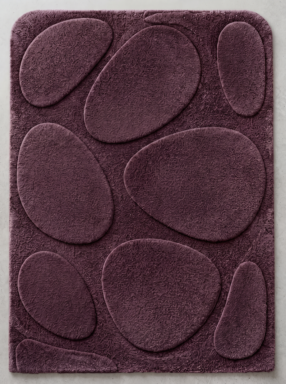 Plum Abstract Wool Hand-Tufted Area Rug – Pebble Form | Haus of Weaves