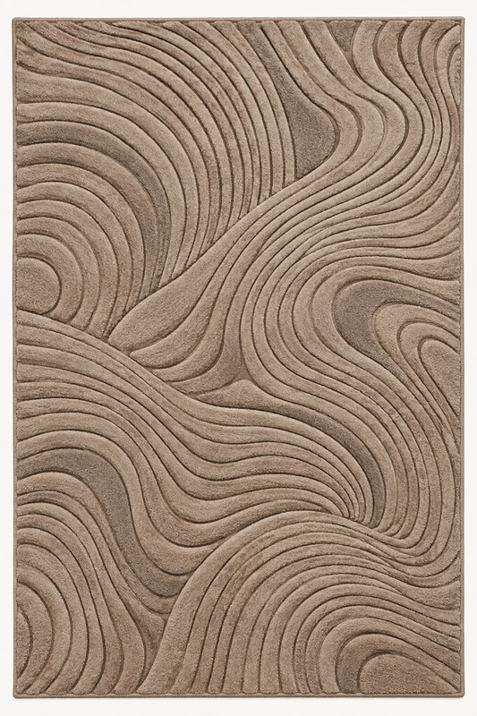 Taupe Abstract Wool Hand-Tufted Area Rug – Topographic | Haus of Weaves