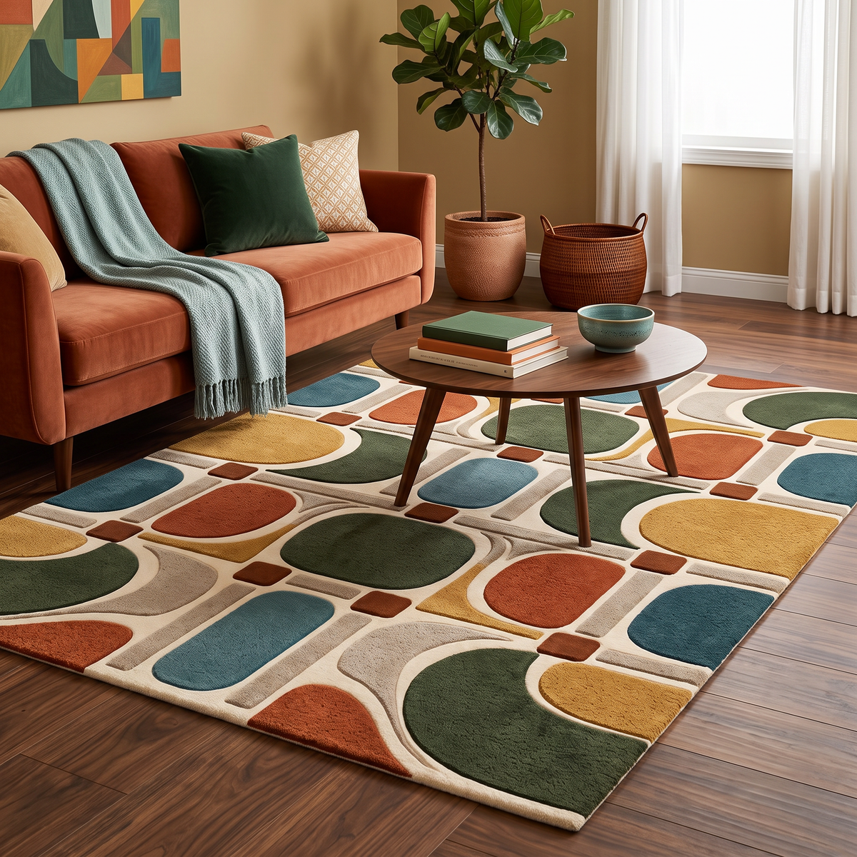 Arcade Mosaic – Retro Geometric Multicolor Area Rug | Haus of Weaves
