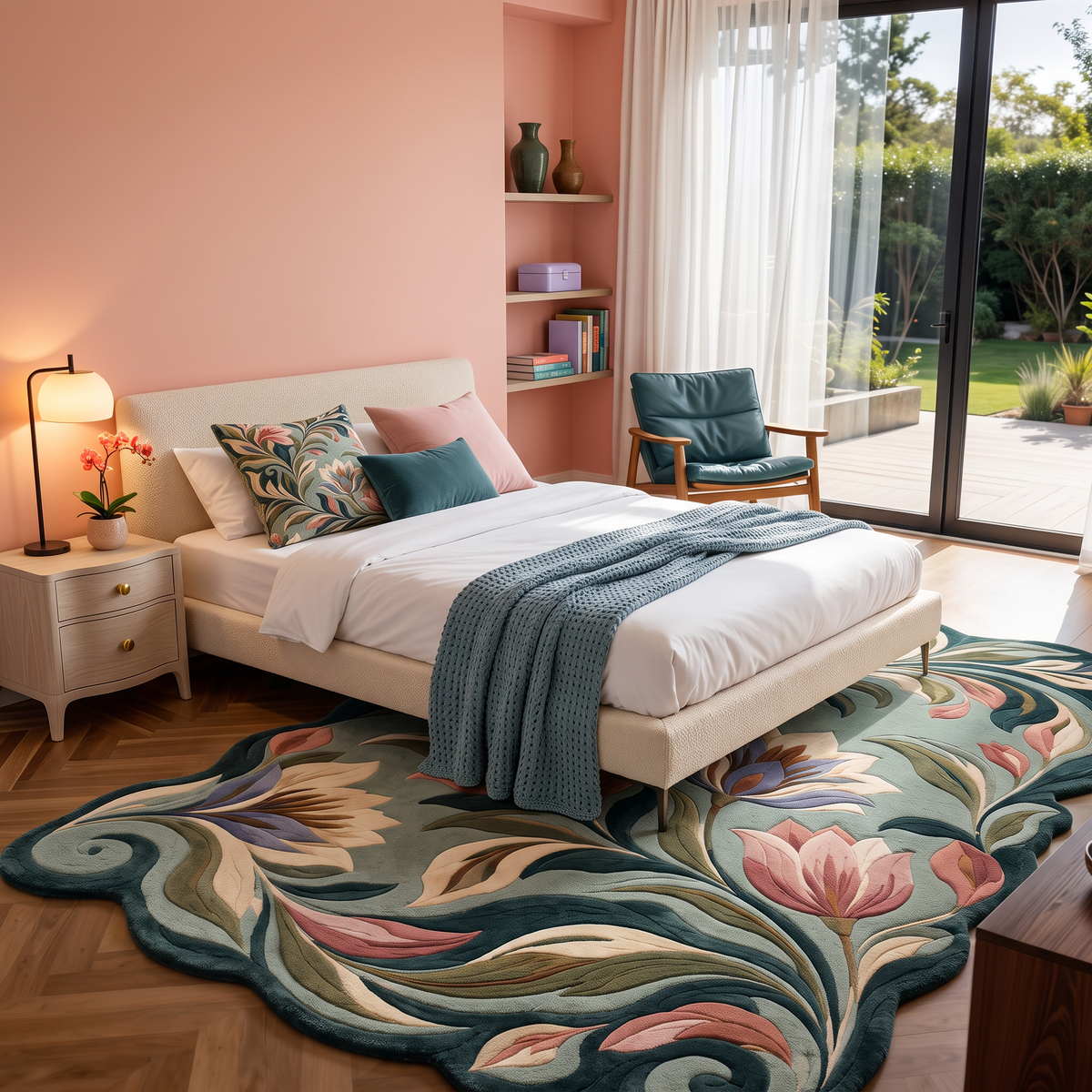 Willow Bloom – Art Nouveau Floral Botanical Area Rug | Haus of Weaves