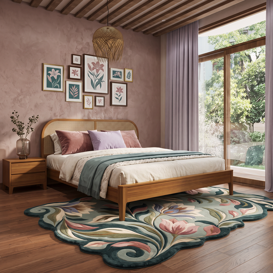Willow Bloom – Art Nouveau Floral Botanical Area Rug | Haus of Weaves