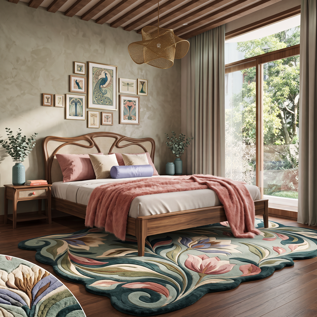 Willow Bloom – Art Nouveau Floral Botanical Area Rug | Haus of Weaves