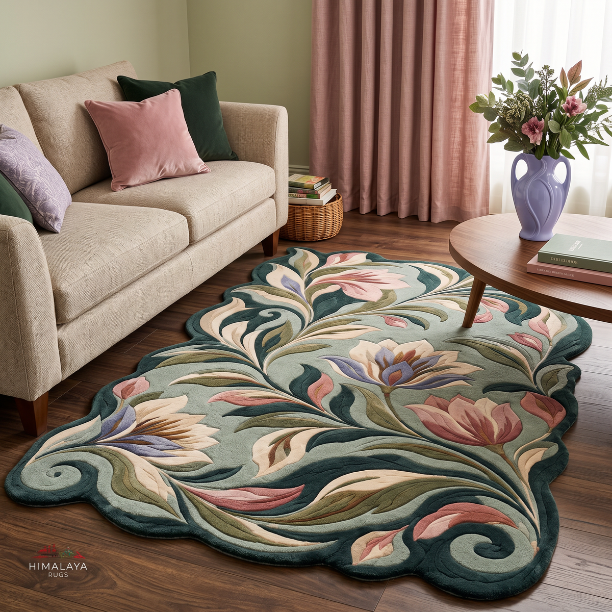 Willow Bloom – Art Nouveau Floral Botanical Area Rug | Haus of Weaves
