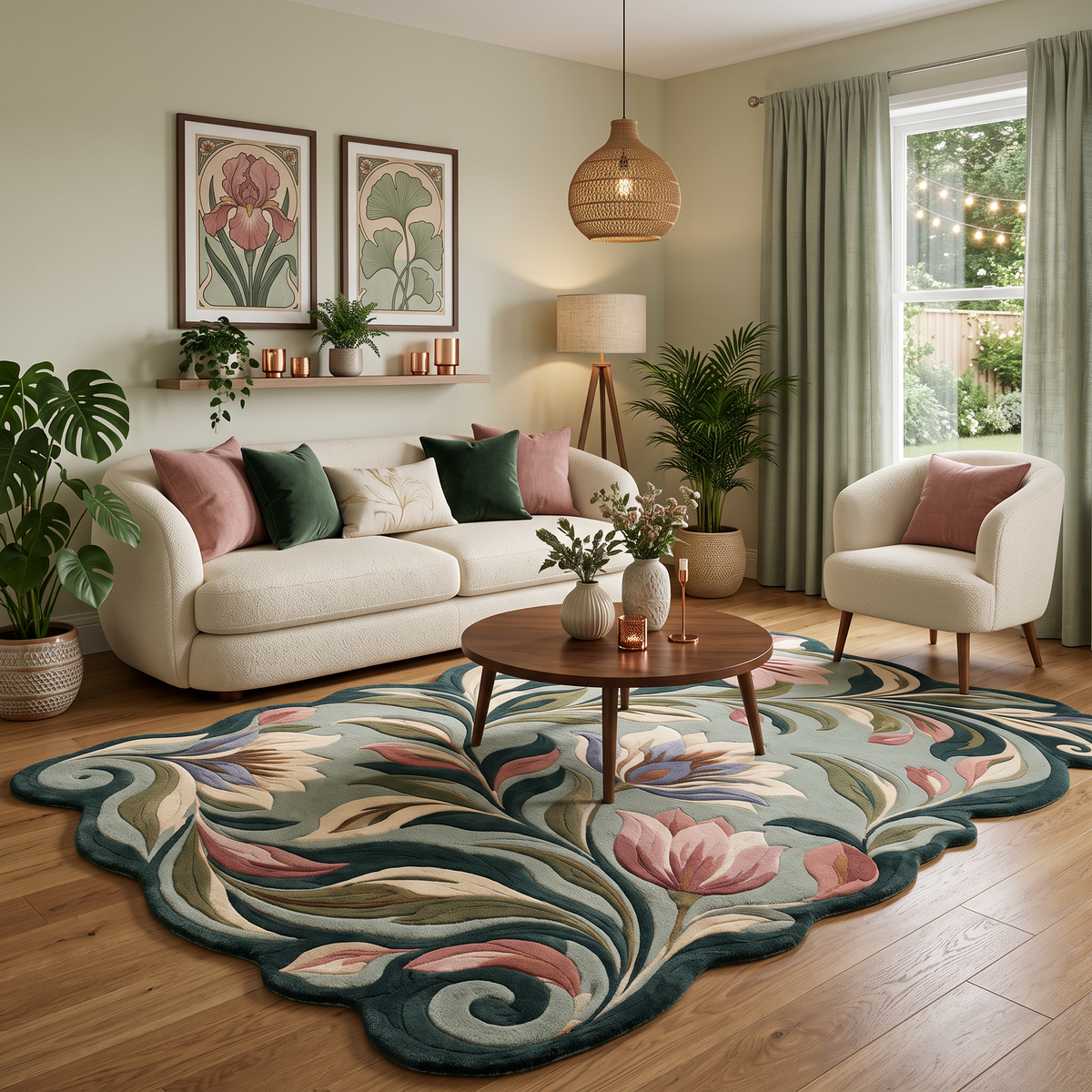 Willow Bloom – Art Nouveau Floral Botanical Area Rug | Haus of Weaves