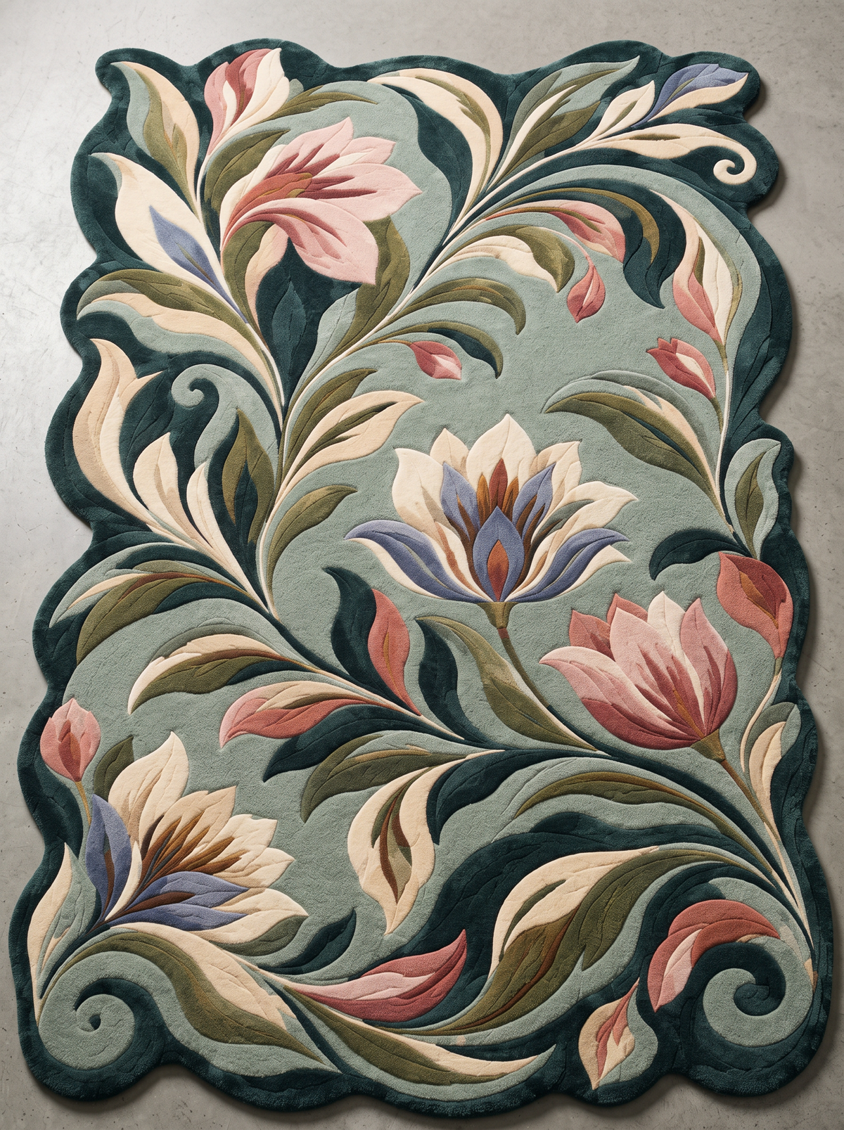 Willow Bloom – Art Nouveau Floral Botanical Area Rug | Haus of Weaves