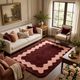 Burgundy & Blush Abstract Hand-Tufted Wool Rug – Ripple | Haus of Weaves