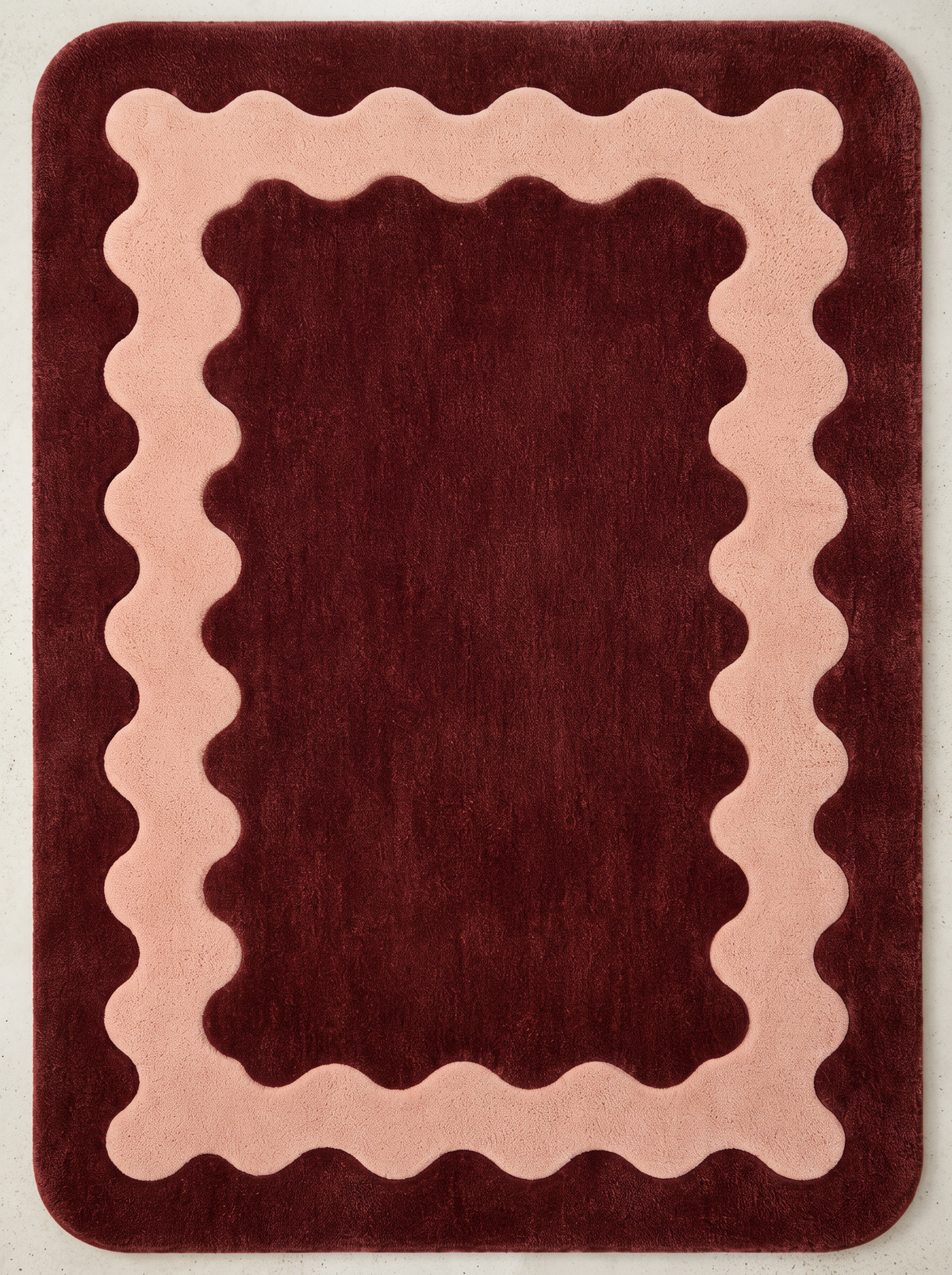Burgundy & Blush Abstract Hand-Tufted Wool Rug – Ripple | Haus of Weaves