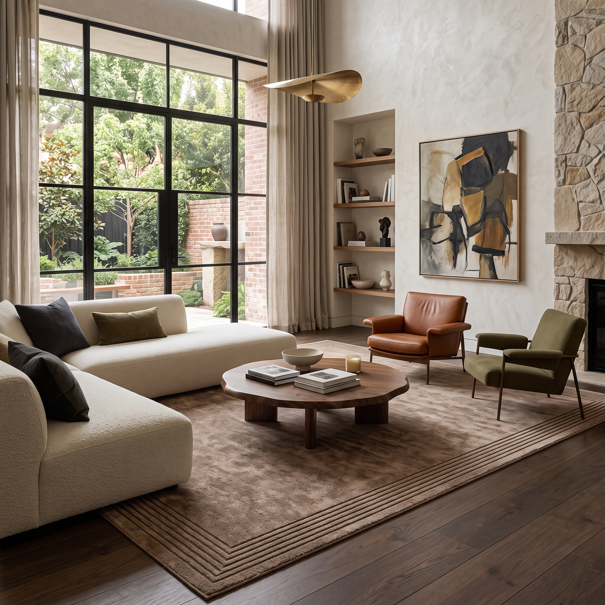 Taupe Border Minamilist Wool Hand-Tufted Area Rug – Ripped Frame | Haus of Weaves